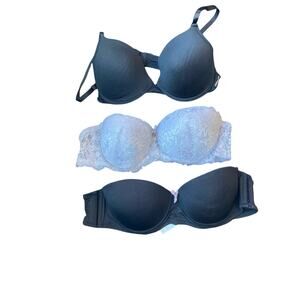 Three-Piece Women’s Bra Bundle — Black & White Lace Styles